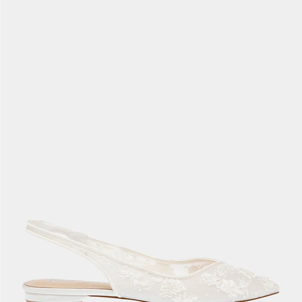 Betsey Johnson RENN Cream Floral Beaded Slingback Flats